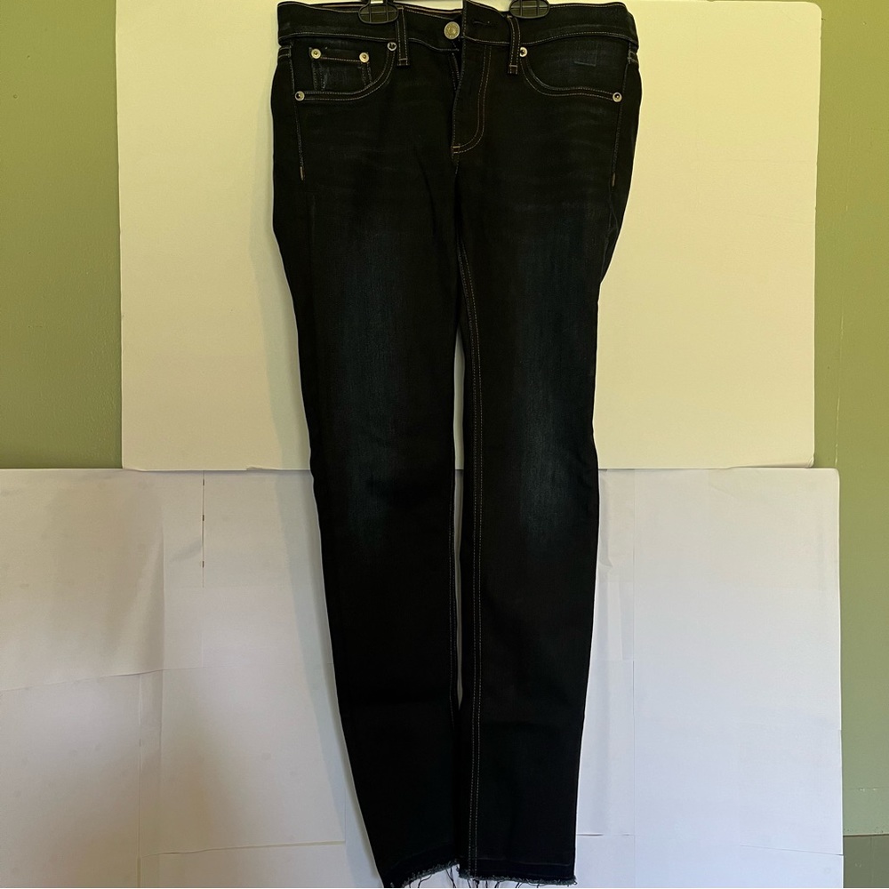 Rag & Bone jeans Womens Sz 27 Low Rise Skinny Raw Hem  Dark Wash Denim Blue